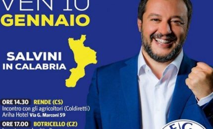 Salvini: "In Calabria vinceremo con venti punti di vantaggio"