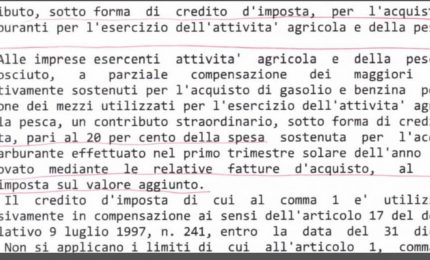 In Gazzetta Ufficiale gli aiuti (credito d'imposta) per l'acquisto di carburante agricolo e per la pesca