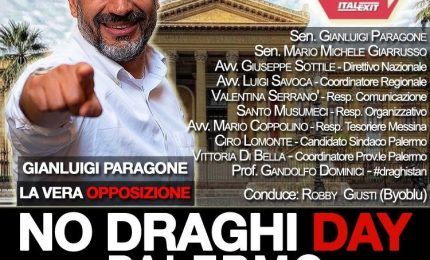 I disoccupati della Formazione siciliana alla manifestazione di Italexit a Palermo. Video con gl'interventi di Ciro Lomonte e Santo Musumeci