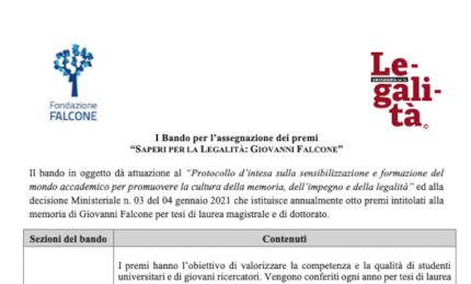 Torna il premio "Saperi per la Legalit&agrave;"