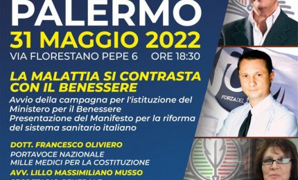 Domani a Palermo il convegno "La malattia si contrasta con il benessere"