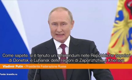 La Russia annette 4 regioni ucraine, Putin "&Egrave; la volont&agrave; del popolo"