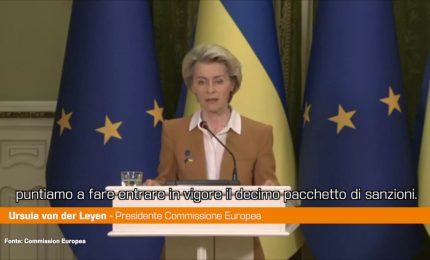 Von der Leyen "10&deg; pacchetto di sanzioni contro la Russia entro 24/2"