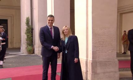 Italia-Spagna, Meloni riceve S&aacute;nchez a Palazzo Chigi
