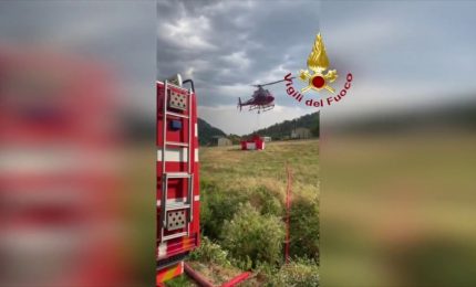Rogo alle porte del Parco dei Sibillini, vigili del fuoco in azione