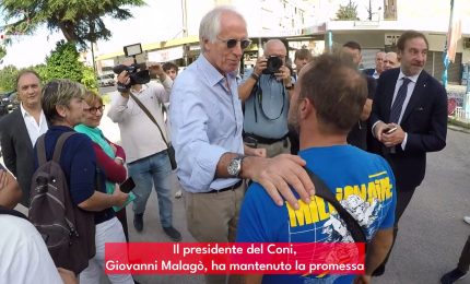 Il presidente del Coni Giovanni Malag&ograve; in visita al Parco Verde