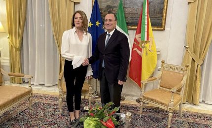 Immigrazione e insularit&agrave; al centro dell&rsquo;incontro tra Schifani e Metsola