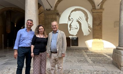 Il volto di Paolo Borsellino proiettato a Palazzo dei Normanni
