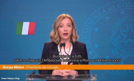 Meloni "Italia e Gran Bretagna pilastri della comunit&agrave; transatlantica"