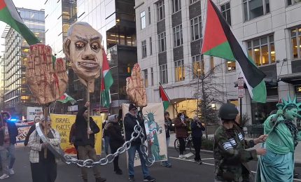 Washington, protesta pro Palestina durante la visita di Netanyahu