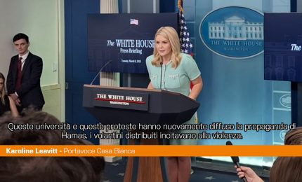 Usa, Leavitt "Proteste universit&agrave; diffondono propaganda di Hamas"
