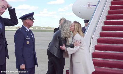 Meloni atterrata negli Stati Uniti per l'incontro con Trump