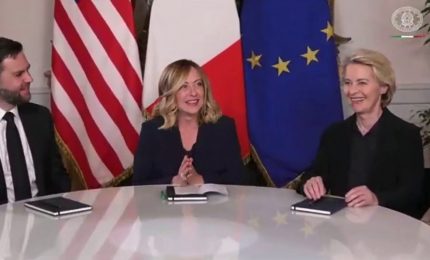 Meloni incontra Vance e Von der Leyen "Nuovo inizio dialogo Ue-Usa"