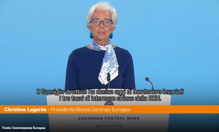 Lagarde "Tassi restano invariati, economia cresciuta pi&ugrave; del previsto"