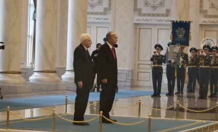 Mattarella in Kazakistan, l'arrivo al palazzo presidenziale di Astana