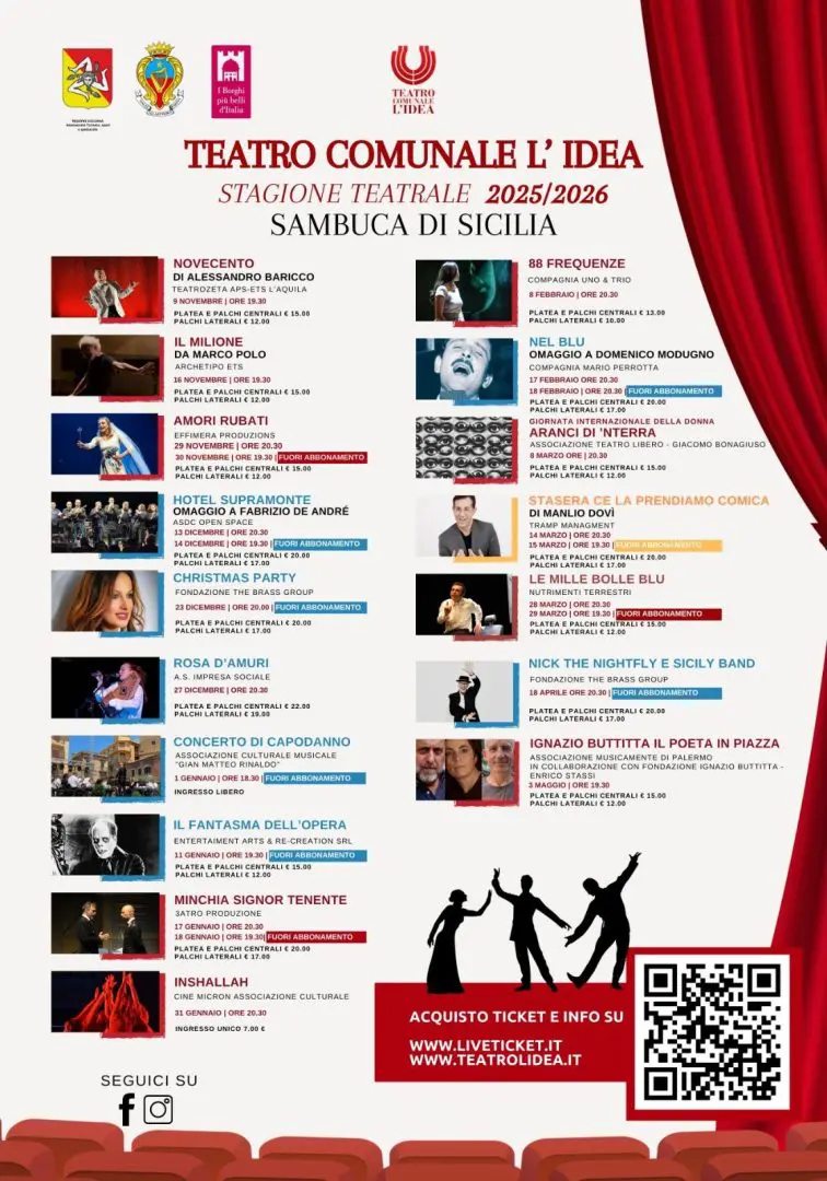 Prosa, musica e cabaret: si alza il sipario sulla nuova stagione del Teatro L&rsquo;Idea di Sambuca di Sicilia