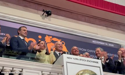 30 anni quotazione Eni a Wall Street, Descalzi alla cerimonia della campanella