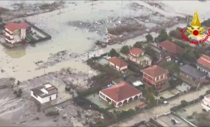 Danni nel Catanese per maltempo, immagini dall'elicottero dei Vigili del Fuoco