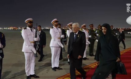 Mattarella atterrato a Dubai, prosegue la visita di Stato negli Emirati