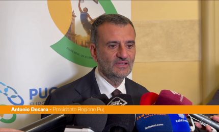 Puglia capitale europea sport 2026, Decaro "Opportunit&agrave; di crescita e coesione"