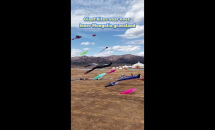 Cina, aquiloni giganti colorano il cielo della Mongolia interna